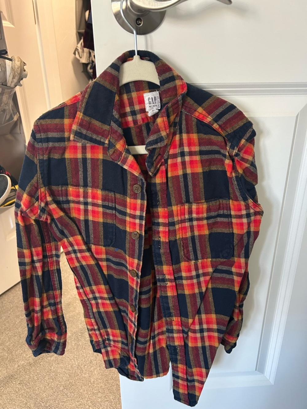 GAP Kids Plaid Button-Up in Red, Navy & Yellow